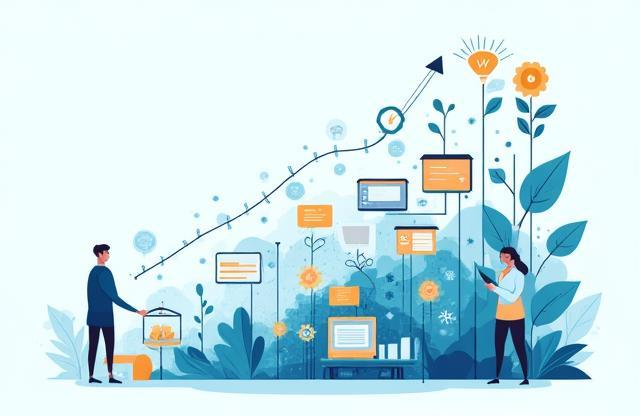 Illustration representing online learning and professional growth